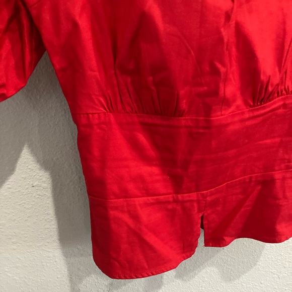 Reformation Designer Romantic Red Fiske Boho Puff Sleeve Victorian Stretch Top - Picture 8 of 14